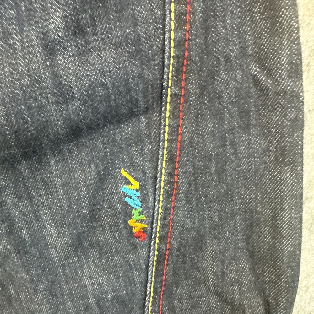 Vtg COOGI Jeans Mens sz 38x34 Embroidered Sneaker Shoes‎ Rainbow Blue Denim Y2K - Picture 10 of 16